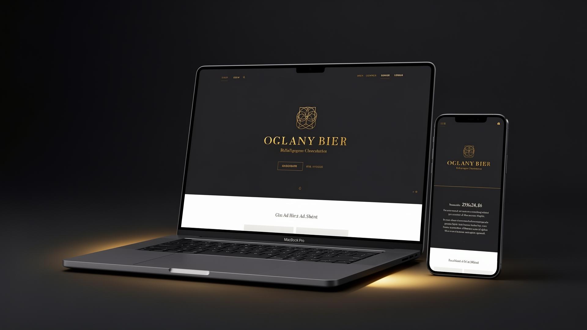 Mockup de website premium em laptop e telemóvel
